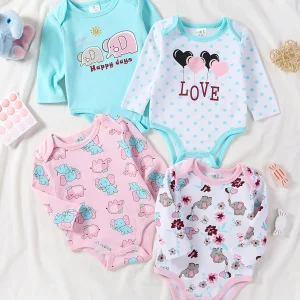 4pc Baby Girl Cotton Onesies