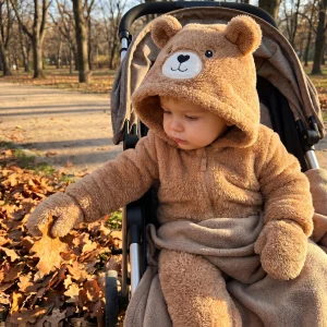 Fuzzy Fleece Baby Hooded Jumpsuit