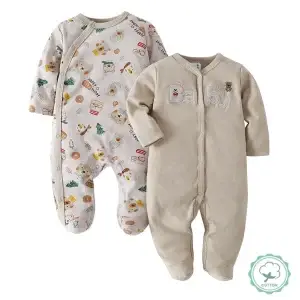 2pcs Newborn Footed-Rompers, Daily-Wear, Must-Haves